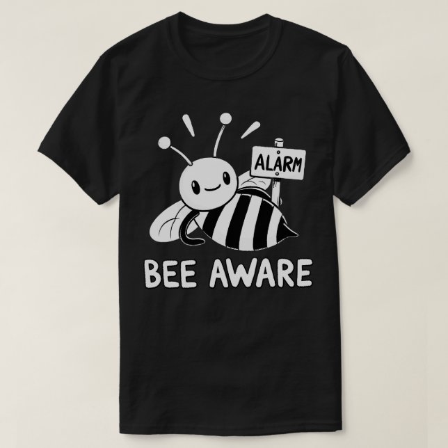 T-shirt Soyez conscient Abeille avec signe d'alarme (Design devant)