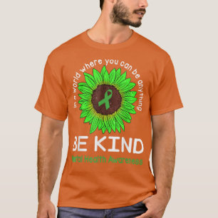 T-shirt Soyez gentil Ruban vert et tournesol santé mentale