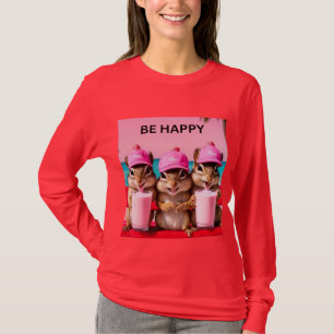 T-shirt Soyez heureux écureuils avec des milkshakes à la f