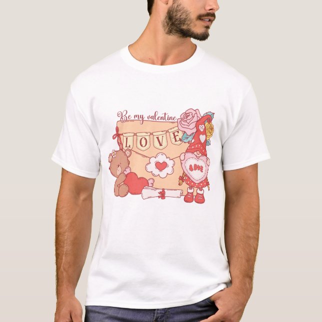 T-shirt Soyez Mon Gnome Valentin Et Ours En Conflit (Devant)
