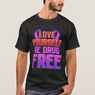 T-shirt Soyez Sans Drogue Aimez-Vous Violet Ruban