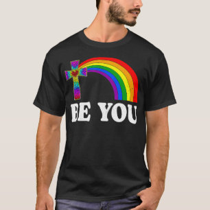 T-shirt Soyez vous LGBTQ Social Pride Rainbow Cross Vêteme