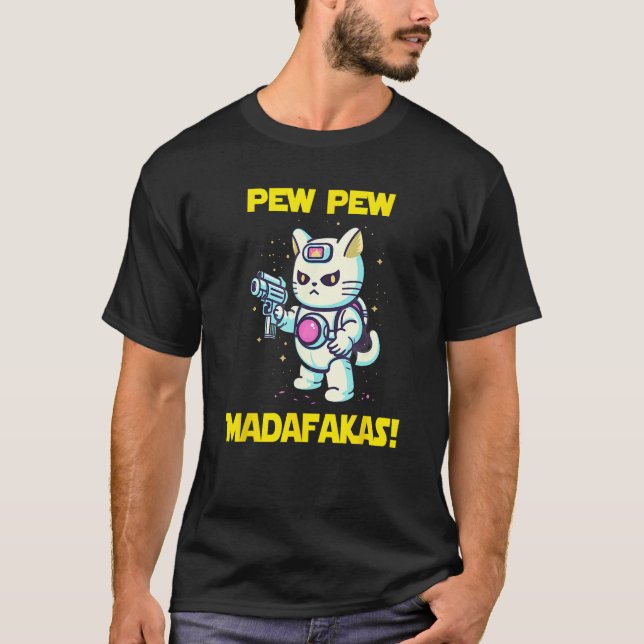 T-shirt Space Astronaut Pew Madafakas Maneki Neko Cat 2 (Devant)
