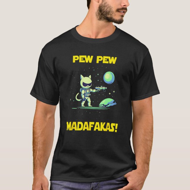 T-shirt Space Astronaut Pew Madafakas Manx Cat (Devant)