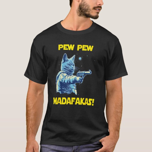 T-shirt Space Astronaut Pew Madafakas Nebelung Cat 2 (Devant)
