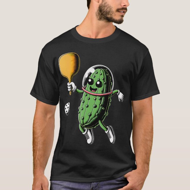 T-shirt Space Astronaut Pickle Playing Pickleball Pickle B (Devant)