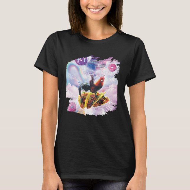 T-shirt Space Cat équitation poulet Unicorn Taco & Donut (Devant)