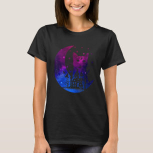 T-shirt Space Chat avec lune Bisexuel Drapeau Bisexualité
