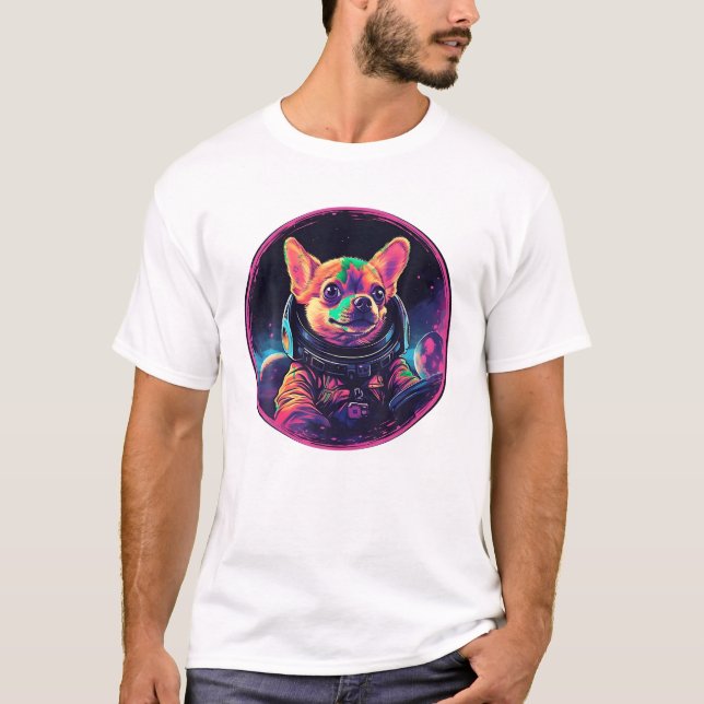 T-shirt Space Chihuahua Chien Maman Papa Chihuahua T Chemi (Devant)