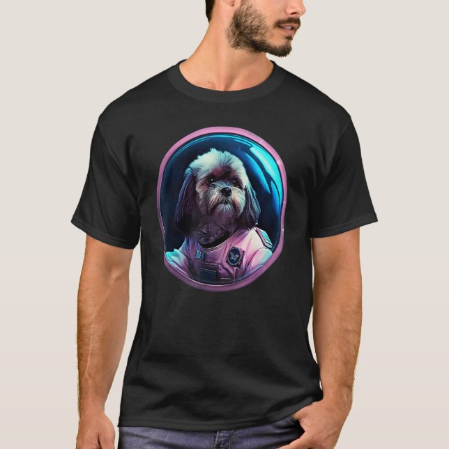 T-shirt Space Lhasa Apso Dog Mom Dad Lhasa Apso (Devant)