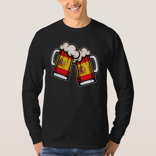 T-shirt Spain Flag Beer Mug   Cool Spanish Beer (Devant)