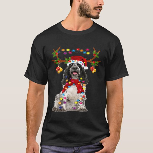 T-shirt Spaniel Spaniel Espagnol Noir Et Blanc (Devant)
