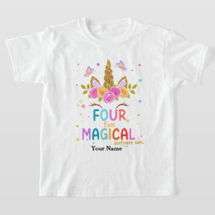 T-shirt Sparkles Four Ever Licorne Magique 4ème Anniversai