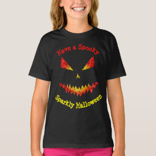 T-shirt Sparkly Jack O'Lantern visage Halloween Personnali