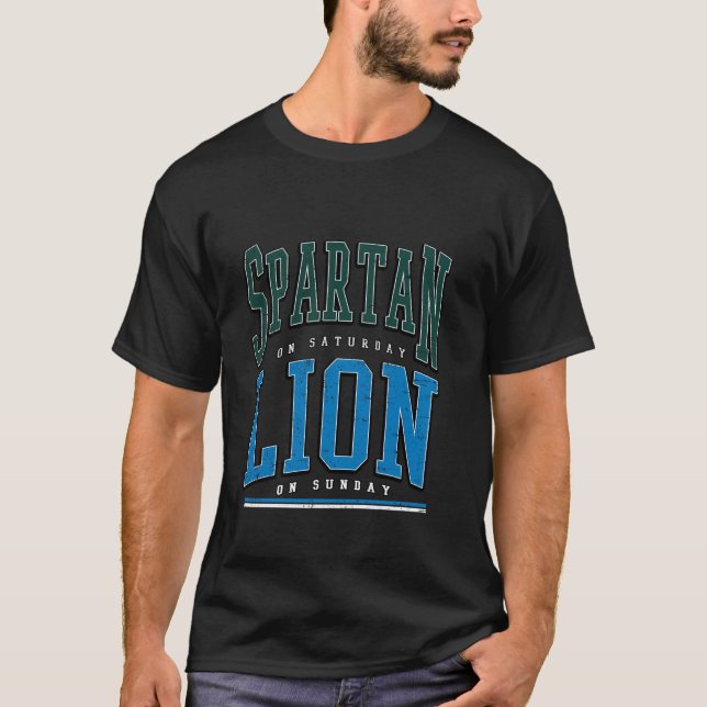T-shirt Spartiate le samedi Lion le dimanche rétro Womens  (Devant)