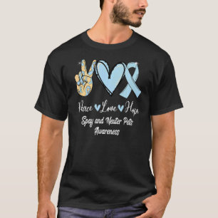 T-shirt Spay and Neuter Pets SNP Peace Love Hope Light Blu