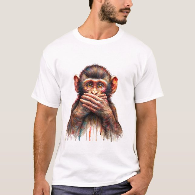 T-shirt Speak No Evil Monkey Art (Devant)