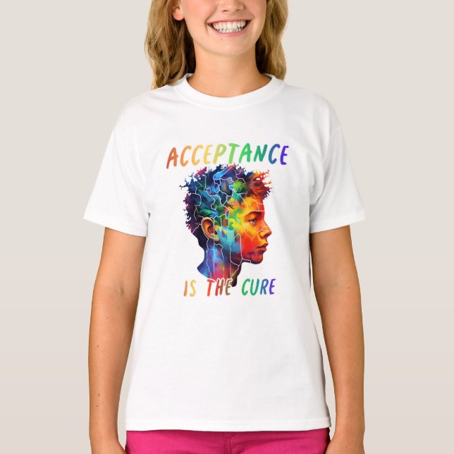 T-shirt spectre autistique L'acceptation est le remède (Devant)