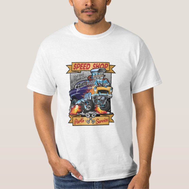 T-shirt Speed Shop Hot Rod Muscle (Devant)