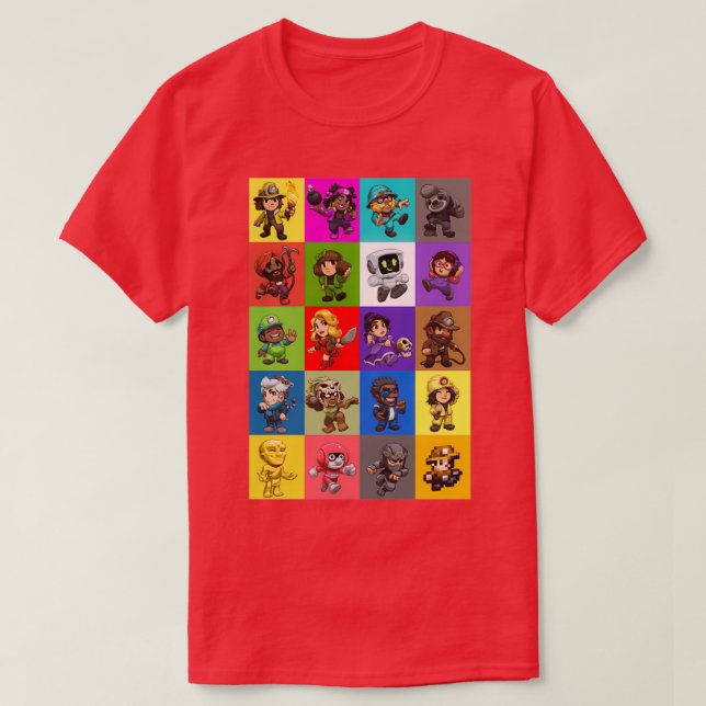 T-shirt Spelunky 2 Tous les caractères Motif (Design devant)