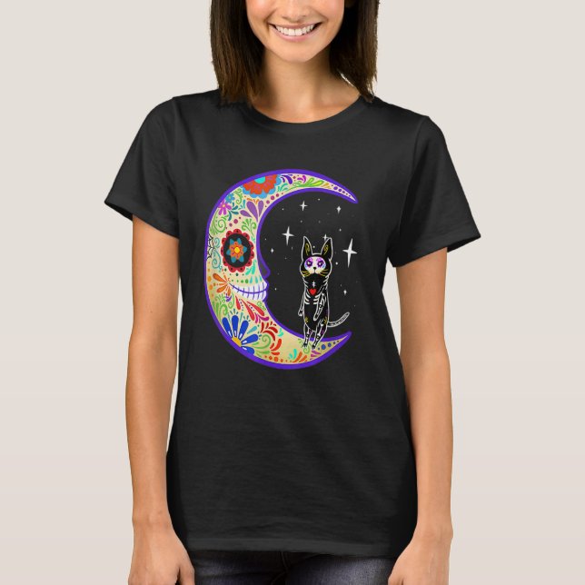 T-shirt Sphynx Dia de Los Muertos Skeleton Sugar Skull (Devant)