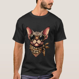 T-shirt Sphynx portant une écharpe léopard Animal portant