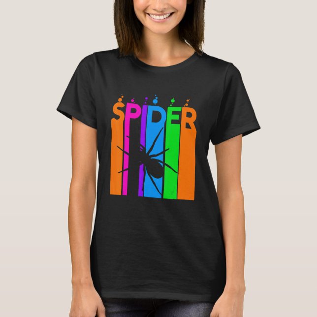 T-shirt Spider Animal Rainbow Bubble Avec Silhouette (Devant)