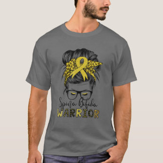 T-shirt Spina Bifida Guerrière Messy Bun Cheveux Femmes