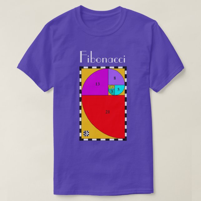 T-shirt spirale Fibonacci colorée (Design devant)