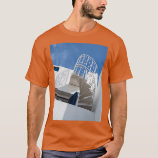 T-shirt Spirales et lignes d'architecture bleu et blanc en
