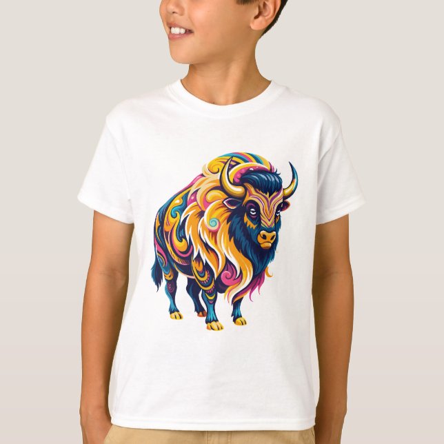 T-shirt Spirit sauvage Neon Bison (Devant)