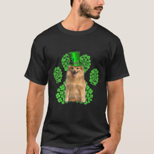 T-shirt Spitz Shamrock allemand Paw Clovers St Patrick's D