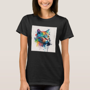 T-shirt Splash Maine Kun Chat Paint Splatter Femmes coloré