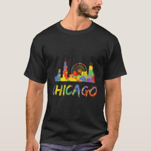 T-shirt Splashs de peinture Skyline Chicago Illinois