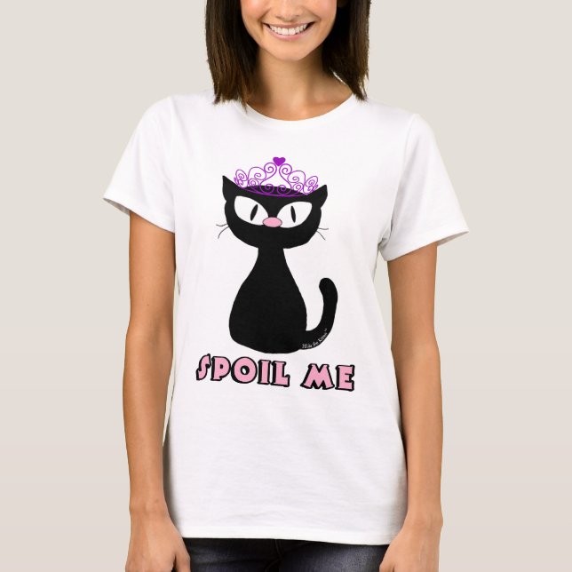 T-shirt SPOIL ME Cute Black Cartoon Princess Cat (Devant)