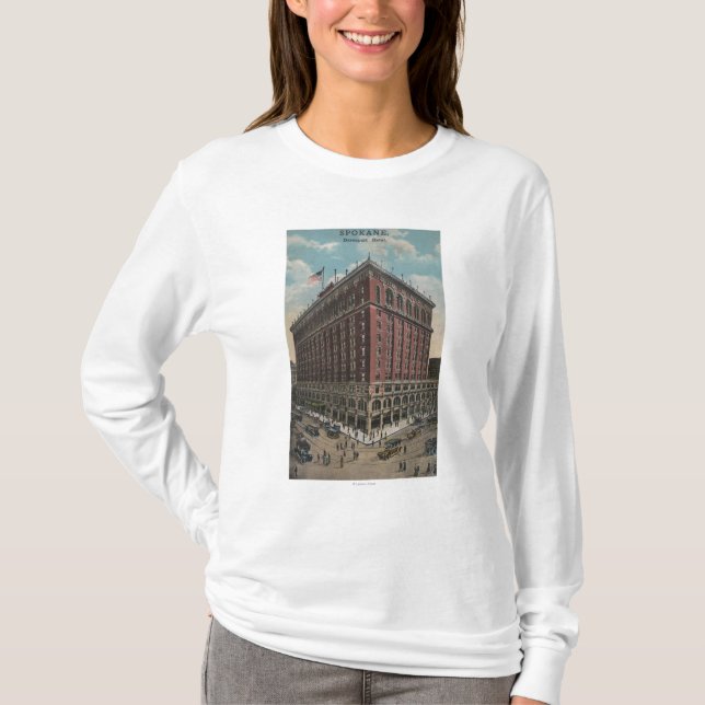 T-shirt Spokane, WA - vue d'hôtel de Davenport (Devant)