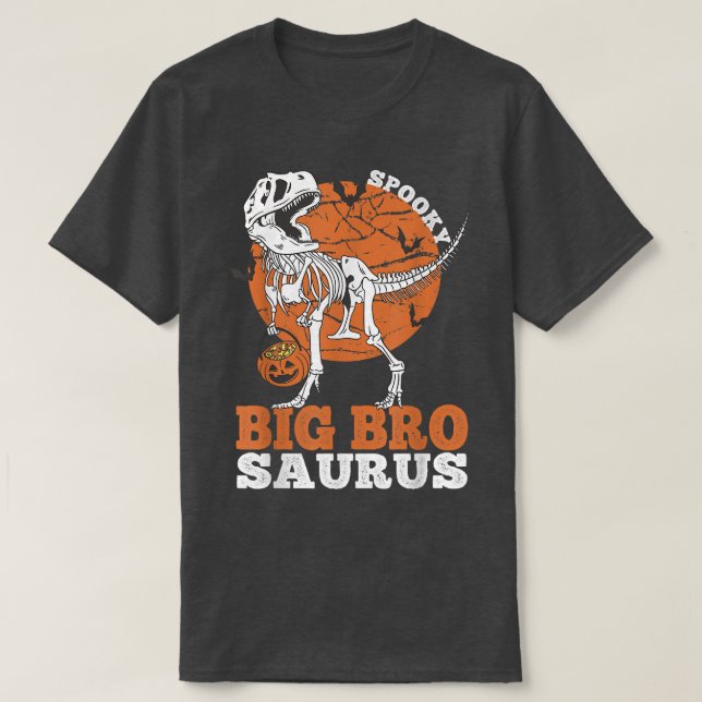 T-shirt Spooky Big Bro Saurus Dinosaur Skeleton T rex Pump (Design devant)