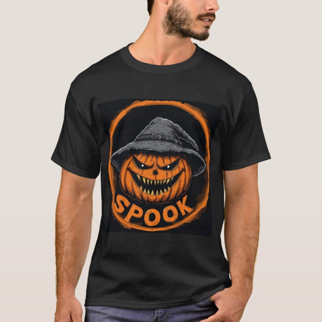 T-shirt Spooky Jack-O'-Lantern Pumpkin (Devant)