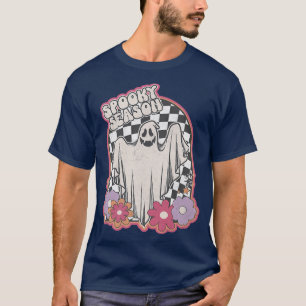 T-shirt Spooky Season Retro Halloween Floral Ghost Cute Gr