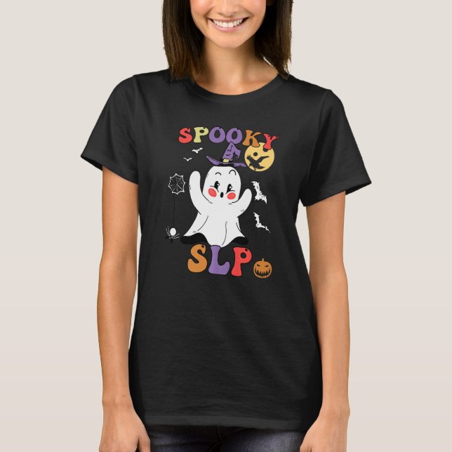 T-shirt Spooky SLP Groovy Halloween Speech Language Pathol (Devant)