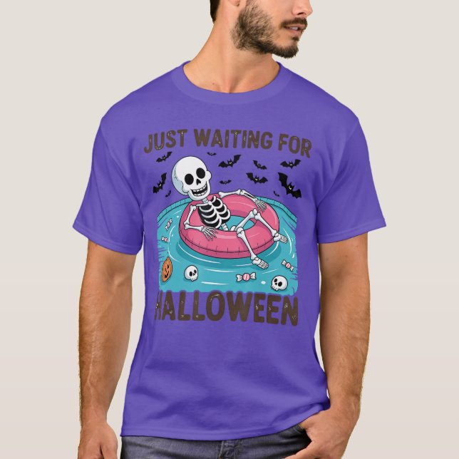 T-shirt Spooky Summer Skeleton Just Waiting For Halloween  (Devant)