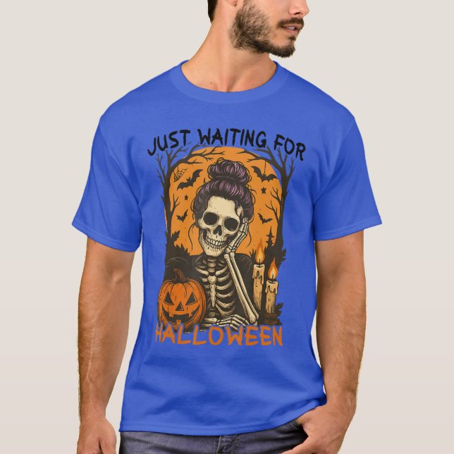T-shirt Spooky Summer Skeleton Just Waiting For Halloween  (Devant)