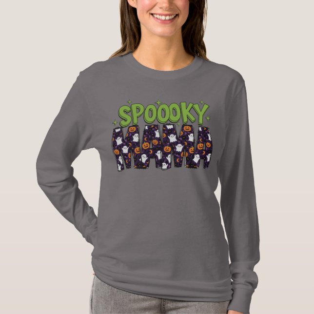 T-shirt "SPOOOKY" Fantôme Halloween Femme à long manches T (Devant)