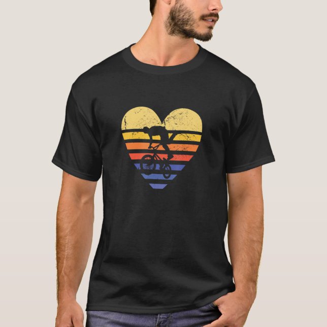 T-shirt Sport Retro Sunset Heart BMX (Devant)