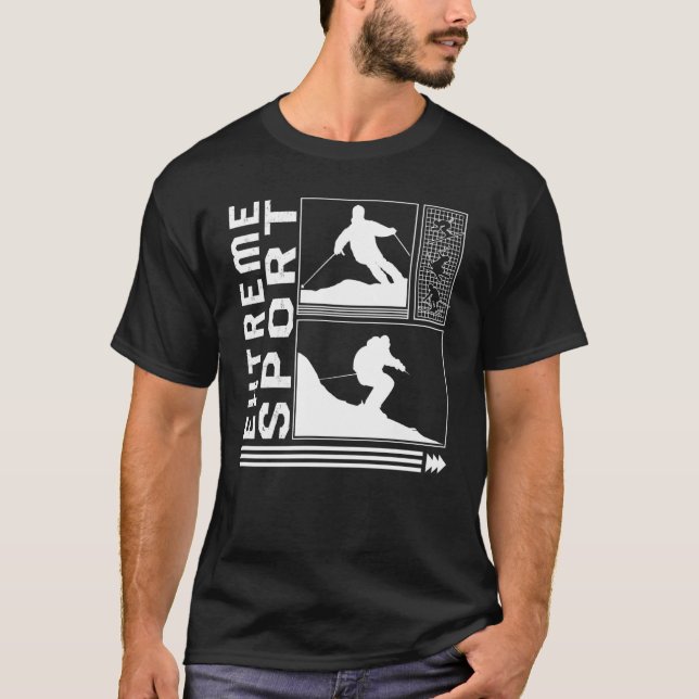 T-shirt Sport Skiing Skier Winter Snowboard Snowboarder (Devant)