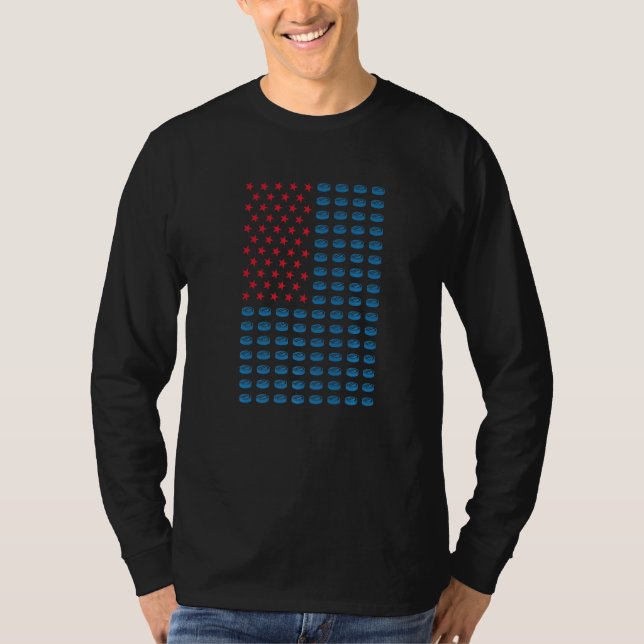 T-shirt Sport Us Flag Ice Hockey Premium_2 (Devant)