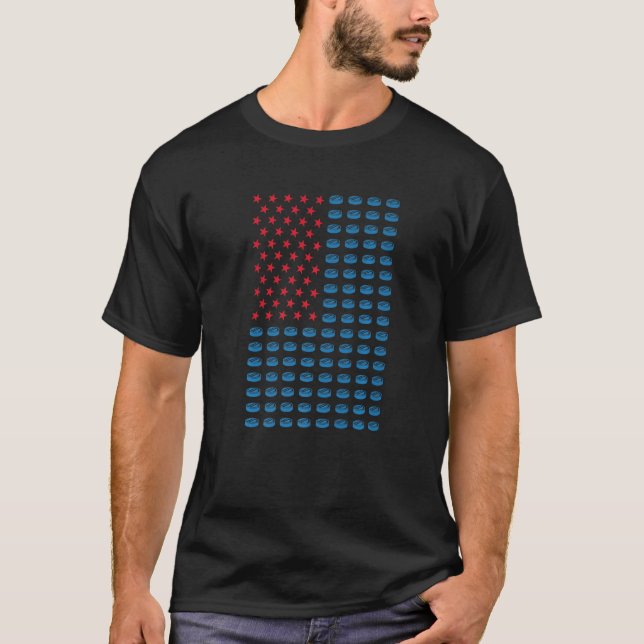 T-shirt Sport Us Flag Ice Hockey Premium_2 (Devant)