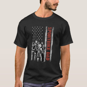 T-shirt Sportbike Papa Américain Drapeau Père Jour 4 de Ju