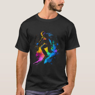 T-shirt Sports d'hiver Alpin Peinture Éclaboussure Skieur