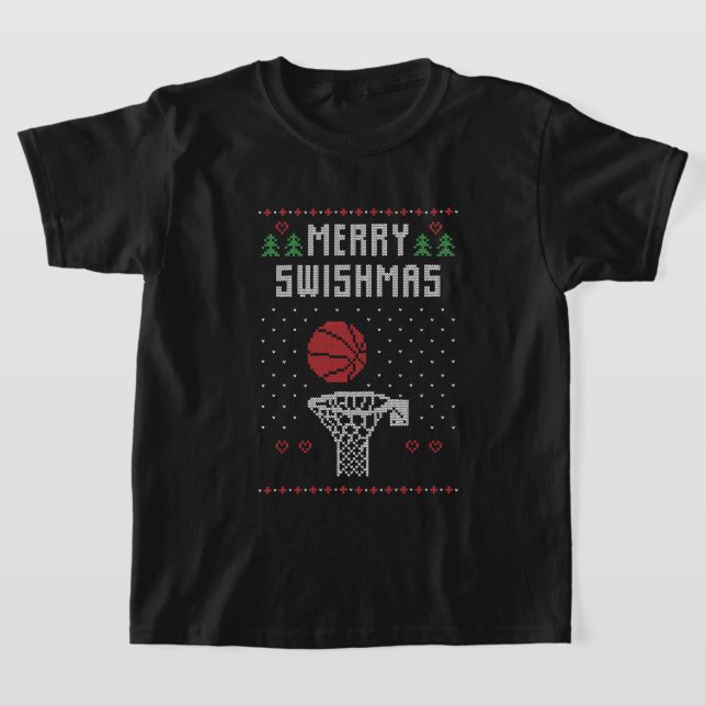 T-shirt Sports festifs de basket-ball de Noël (Poser)